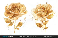 Watercolor Gold Elegant Flowers Exquisite Clipart Product Image 1