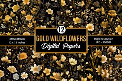 Gold Wildflowers Seamless Pattern Digital Papers Product Image 1
