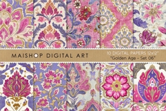 Pink Purple and Gold Floral Patterns Golden Age Product Image 1