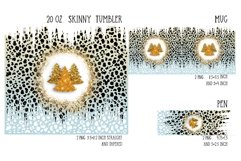 Golden Christmas tree sublimation design for tumbler and mug