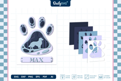 Dog Shadow Box Paw Golden Retriever 3D SVG Product Image 3