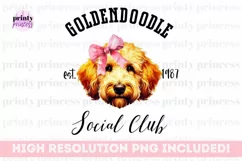 Doodle Social Club png, Goldendoodle PInk Bow Sublimation Product Image 5