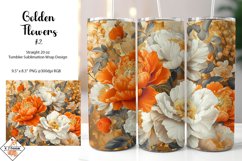 Golden Flowers Tumbler Sublimation wrap Design Product Image 1