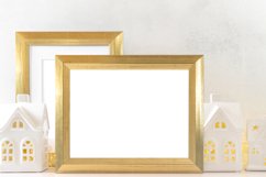 Golden frame mockup Christmas decoration bundle