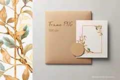 Hand-Drawn Golden Frame with Autumn Leaves PNG Product Image 1