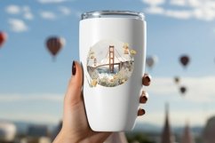 Golden Gate Watercolor PNG Sublimation Product Image 1