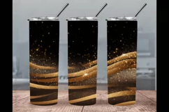 Black And Gold Glitter Tumbler Wrap, Glitter Tumbler Wrap Product Image 1