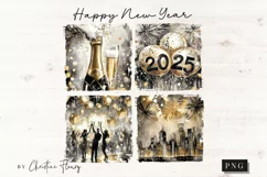 Retro New Year 2025 PNG | New Years PNG Product Image 4