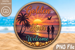 Golden Hour Welcome PNG - Round Summer Coaster Design Product Image 1