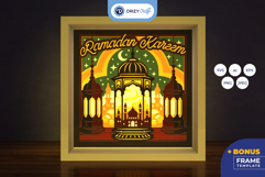 Golden Lanterns of Ramadan 3D Light Box - Lanterns 3D SVG Product Image 1