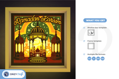 Golden Lanterns of Ramadan 3D Light Box - Lanterns 3D SVG Product Image 3