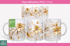 Golden leaves, Floral mug wrap 15oz mug, Mothers day mug PNG Product Image 1