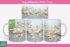 Golden leaves, Floral mug wrap 15oz mug, Mothers day mug PNG Product Image 1