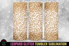Golden Leopard Glitter Tumbler Sublimation I 20 Oz Tumbler Wrap PNG