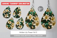 Earring teardrop design Golden Lily Flower Product Image 1