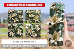 Tumbler Sublimation Wrap Golden Lily Flower Product Image 1