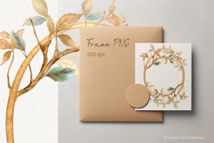 Hand-Drawn Golden Oval Frame with Autumn Leaves PNG Product Image 2