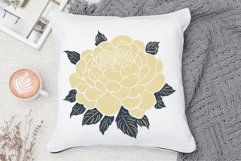 Cushion decorated with golden peony