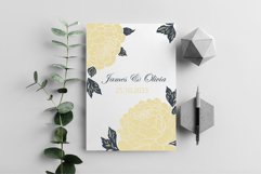 Wedding invitation decorated with golden peony