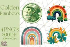 Rainbows and Gold PNG Clipart, St. Patrick’s Day Treasures Product Image 1