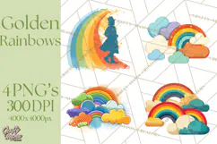 Rainbows and Gold PNG Clipart, St. Patrick’s Day Treasures Product Image 1