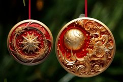 Golden Red 3D Christmas Ornaments Png Bundle Product Image 3