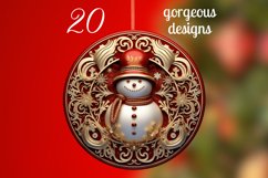 Golden Red 3D Christmas Ornaments Png Bundle Product Image 2
