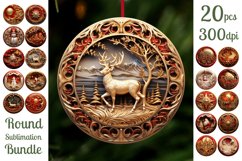 Golden Red 3D Christmas Ornaments Png Bundle Product Image 1
