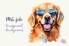 3 Golden Retriever in Sunglasses Cool Dog Watercolor Clipart Product Image 2