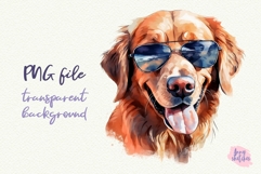 Golden Retriever in Sunglasses Cool Dog Watercolor Clipart Product Image 1