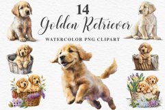 Golden Retriever Cute Puppy Baby Dog Animals Clipart PNG Watercolor  Transparent Print for invitation t-shirt designs sublimation kids printable digital