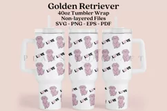 golden retriever dog 40oz quencher tumbler sublimation full wrap high resolution transparant background