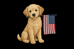 Golden Retriever Puppy American Flag PNG Design