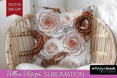 3d Rose Pillow Sublimation - Marble Rose Pillow Cover PNG Product Image 1