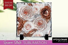 3d Rose Slate PNG - Marble Rose Square Slate Sublimation Product Image 1