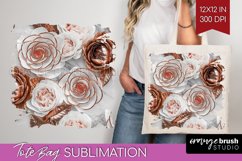 3d Rose Tote Bag - Marble Rose Tote Bag PNG Sublimation Product Image 1