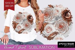 3d Rose Round Tshirt Background - Marble Rose PNG Product Image 1
