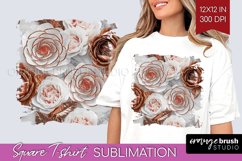 3d Rose Square Tshirt Background - Marble Rose PNG Product Image 1