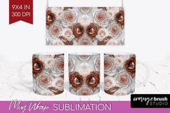 3d Rose Mug Wrap - Marble Rose Mug PNG Sublimation Product Image 1