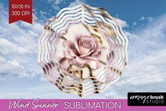 3d Rose Wind Spinner Sublimation PNG - Marble Rose Round Product Image 1