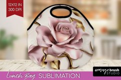3d Rose Lunch Bag - Marble Rose Lunch Bug PNG Sublimation Product Image 1