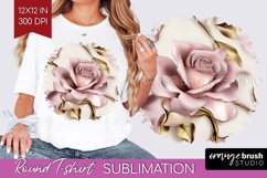 3d Rose Round Tshirt Background - Marble Rose PNG Product Image 1