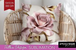 3d Rose Pillow Sublimation - Marble Rose Pillow Cover PNG Product Image 1