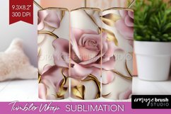 3d Rose Tumbler Wrap - Marble Rose Tumbler PNG Sublimation Product Image 1