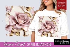 3d Rose Square Tshirt Background - Marble Rose PNG Product Image 1