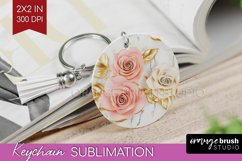 3d Rose Keychain PNG - Marble Rose Keychain Sublimation Product Image 1