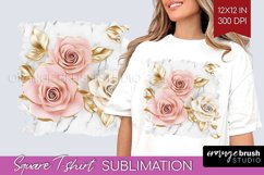 3d Rose Square Tshirt Background - Marble Rose PNG Product Image 1