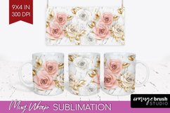 3d Rose Mug Wrap - Marble Rose Mug PNG Sublimation Product Image 1