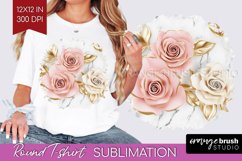 3d Rose Round Tshirt Background - Marble Rose PNG Product Image 1