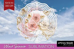3d Rose Wind Spinner Sublimation PNG - Marble Rose Round Product Image 1